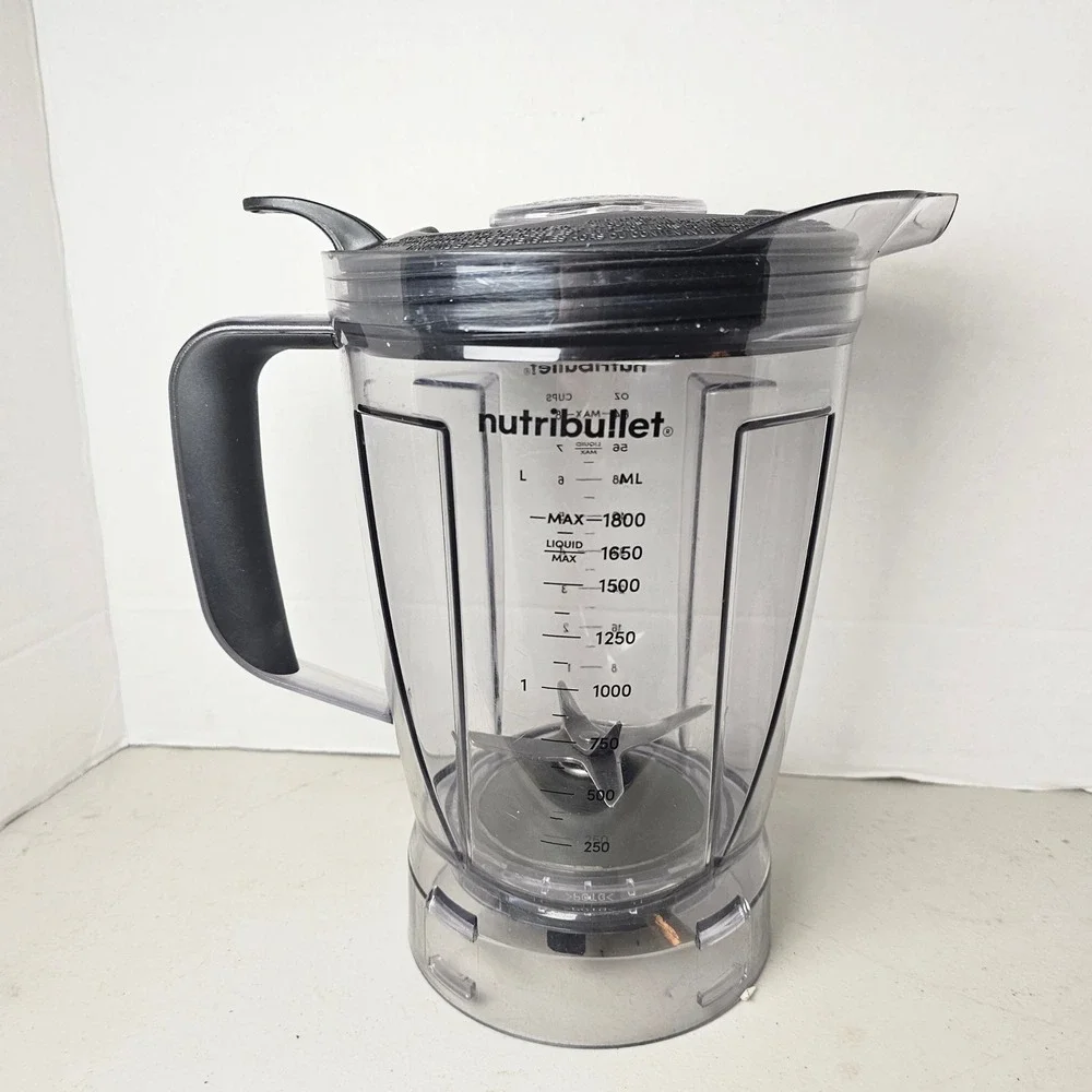 NutriBullet 64oz Blender Pitcher Replacement with Lid and Integrated Blade Clear
